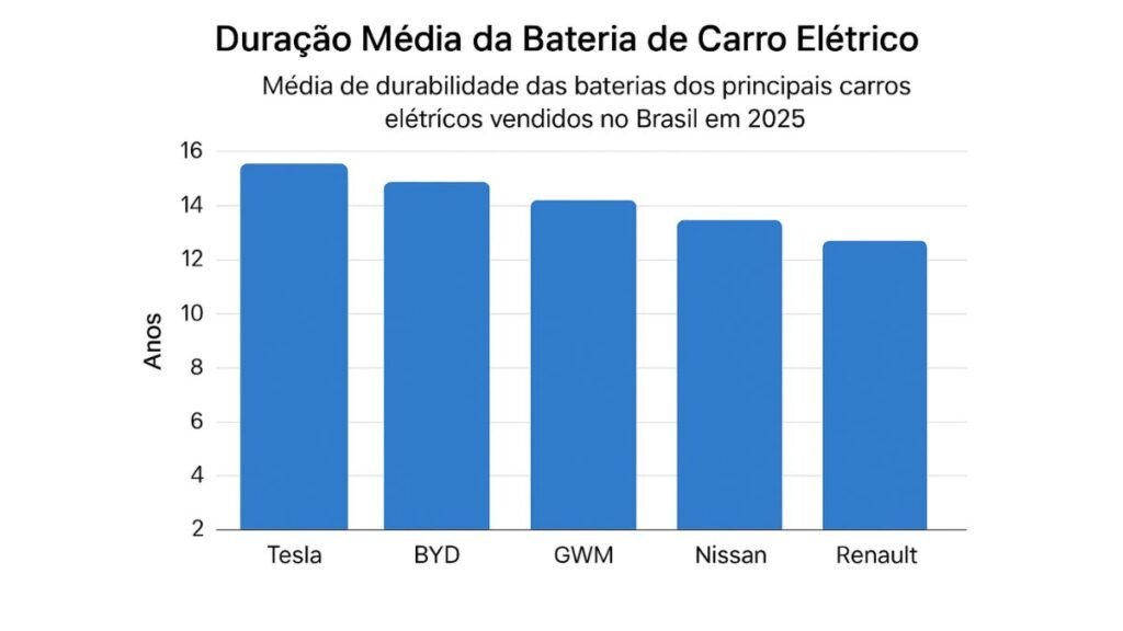 duração media da bateria de um carro eletrico