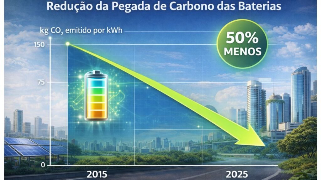 edução da pegada de carbono das baterias entre 2015 e 2025.”